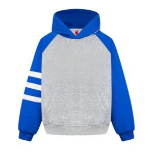 Oversized, Trendy Color-Block Hoodie (Blue & Grey)