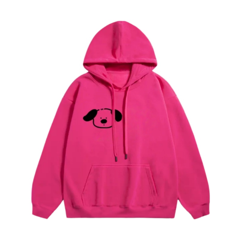 Puppy-Print Hoodie — Rose Pink