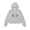 Cute Rabbit Graphic Zip Hoodie