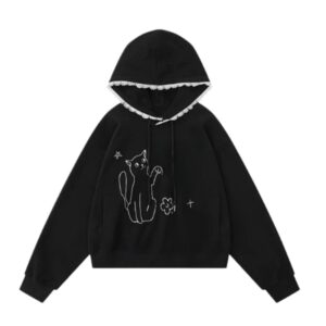 Stylish Black Loose-Fit Hoodie