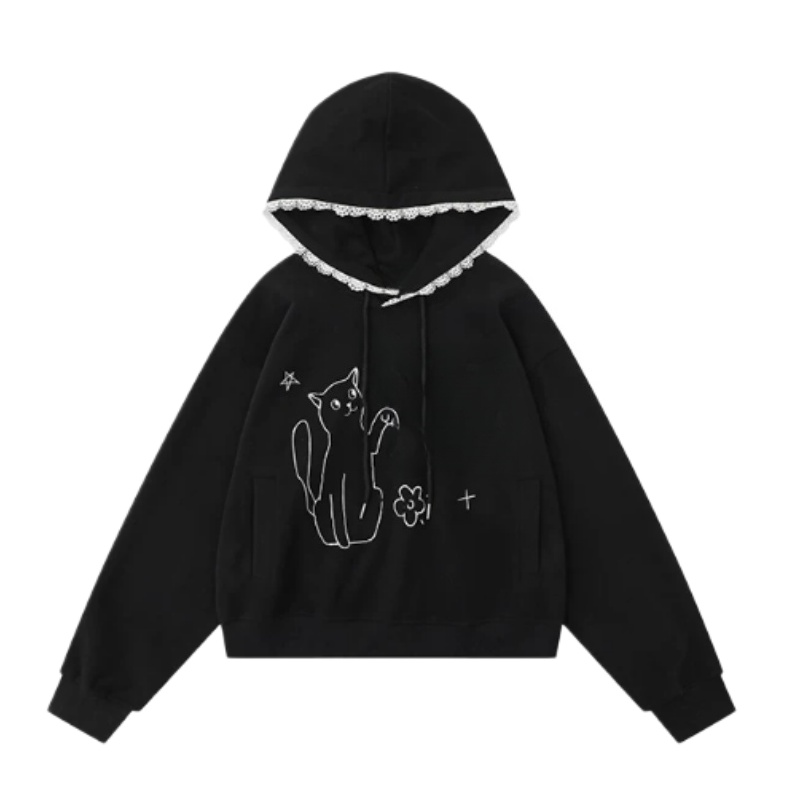 Stylish Black Loose-Fit Hoodie