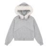 Soft Grey Embellished Hoodie