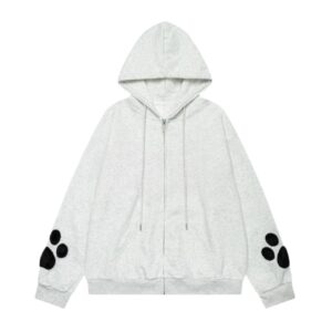 Chic Dog Paw Print Hoodie — Gray
