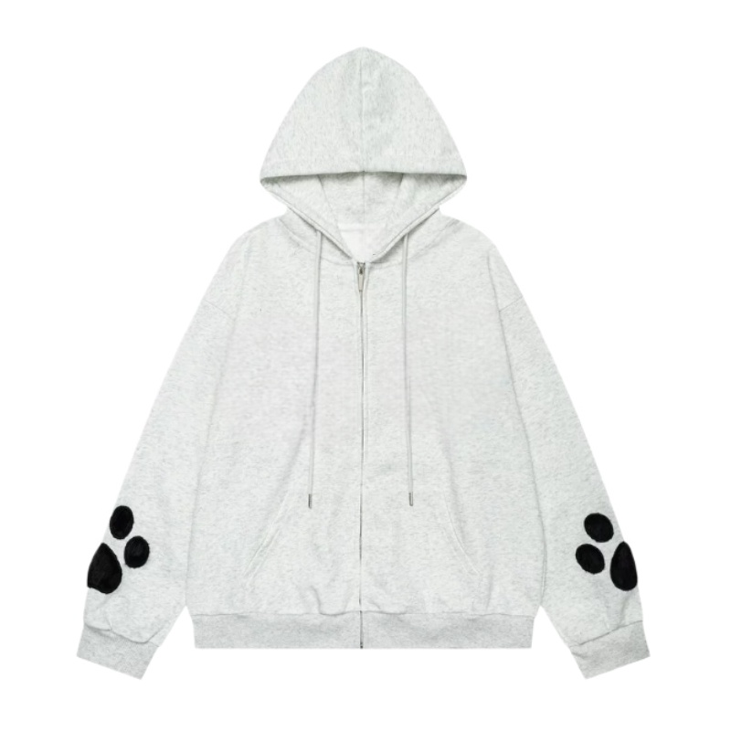 Chic Dog Paw Print Hoodie — Gray